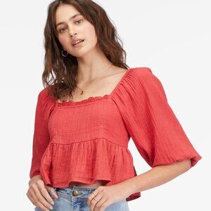 NWT BILLABONG Cross My Heart Puff Sleeve Crop Top, size Large/12